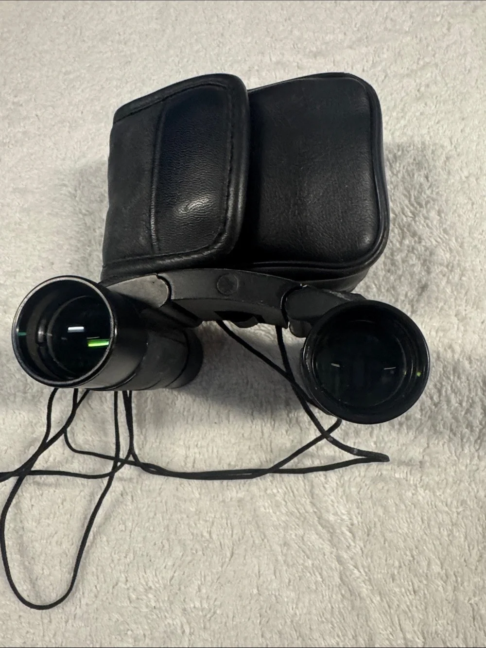 Black Compact Binoculars with Neck Strap - Lightweight Travel Optics